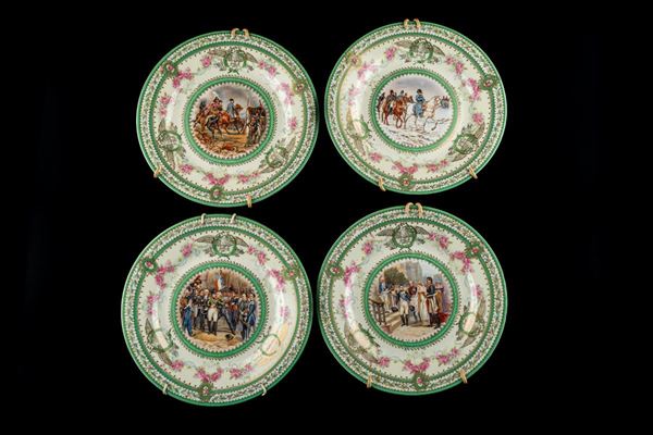 Set of 4 wall saucers in polychrome porcelain