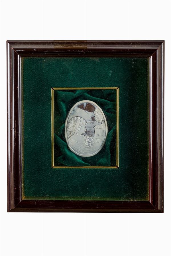Cameo with woman profile and landscape on the back