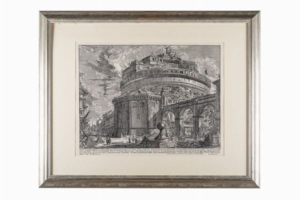 Giovanni Battista  Piranesi - View of the Mausoleum of Elio Adriano on the opposite side of the facade inside the Castle