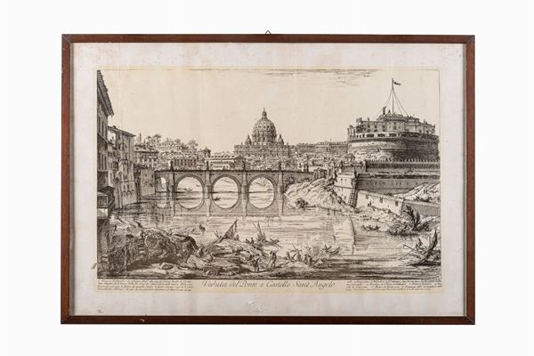 Giovanni Battista  Piranesi - Veduta del Ponte e Castello Sant&#39;Angelo
