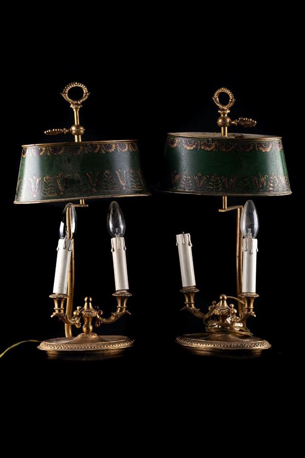 Pair of bronze lampshades