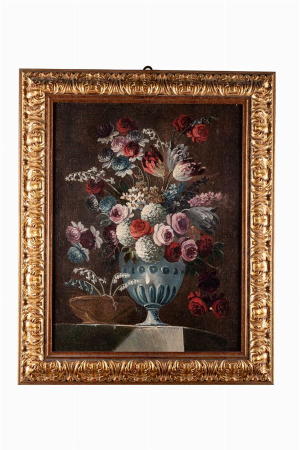 Maestro della fine del XVIII - inizi del XIX secolo - Natura morta con vaso di fiori