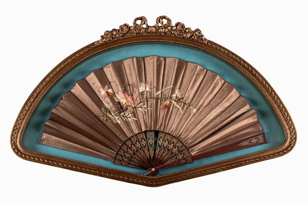 Embroidered silk fan