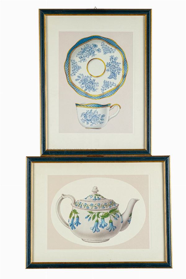 Pair of prints depicting porcelain