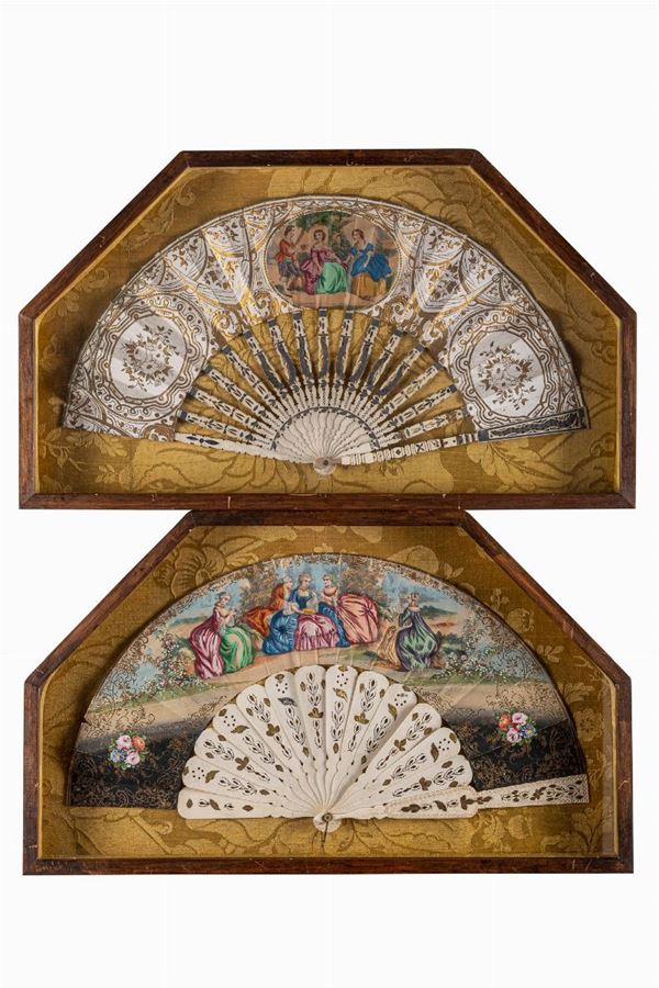 Pair of painted fans