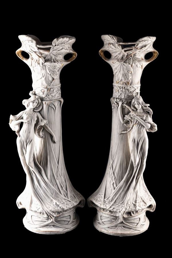 Pair of white ceramic vases