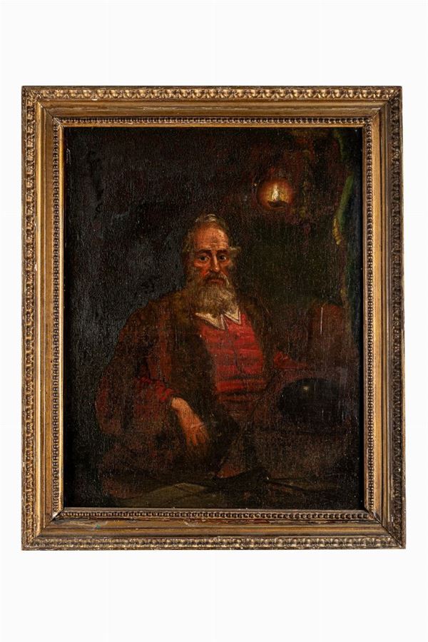 18th century painter - Portrait of a man in red with candle