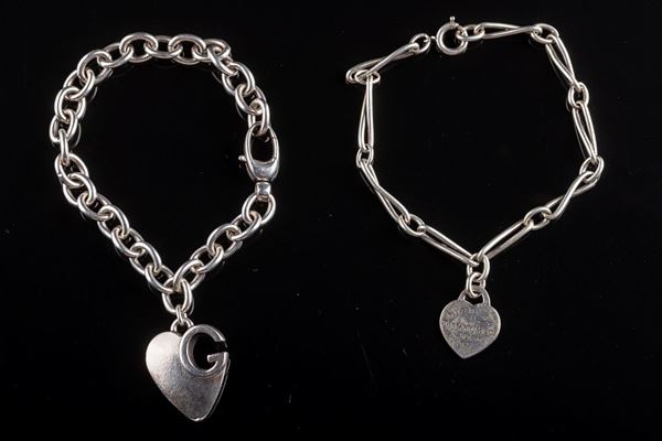 Lot of two Gucci and Tiffany &amp; co bracelets in silver