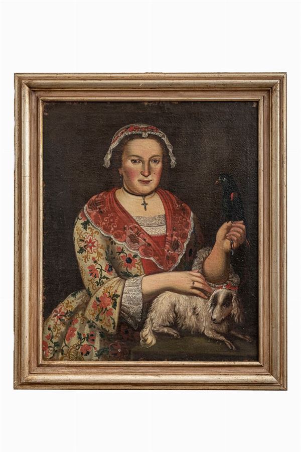 Dama con pappagallo e cagnolino