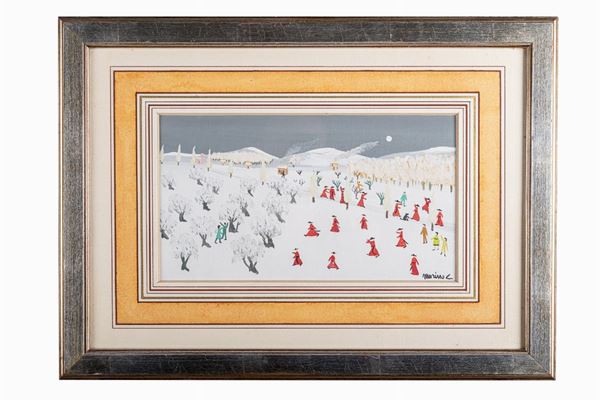 Marino Ceccarelli - Snowy landscape with prelates