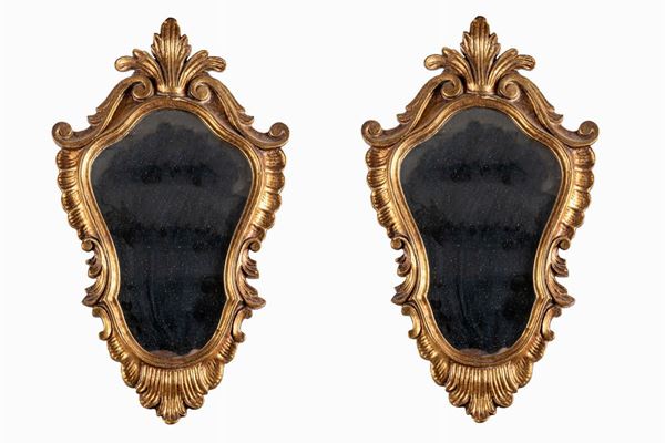 Pair of mirrors in gilded wood