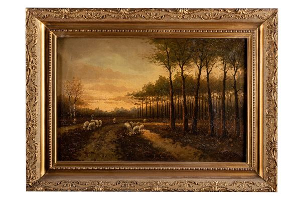 Pittore olandese fine XIX secolo - Gregge al pascolo