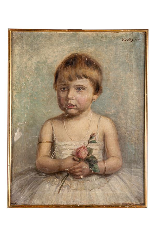 Robert Scheffer - Ritratto di bambina con rose