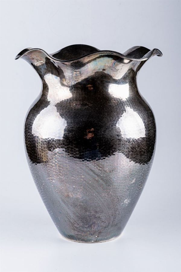 800 hammered silver vase
