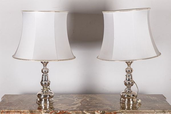 Pair of silver lamps
