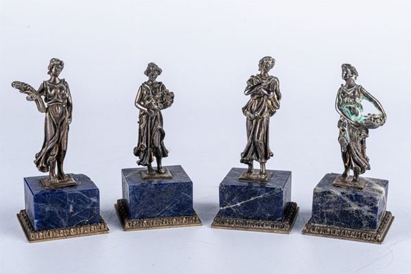Lot of 4 allegorical characters in 800 silver