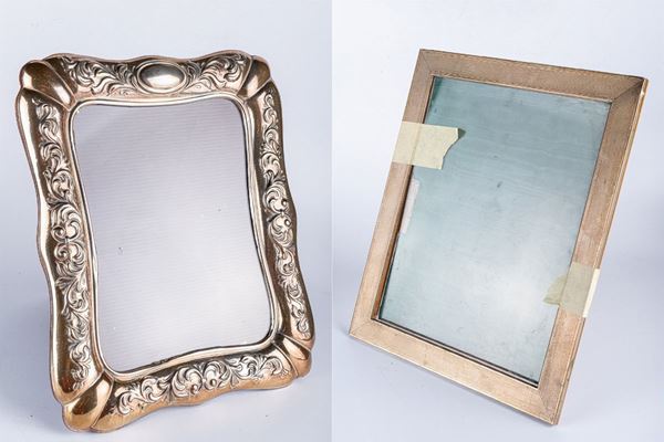 Lot of 2 silver photo frames