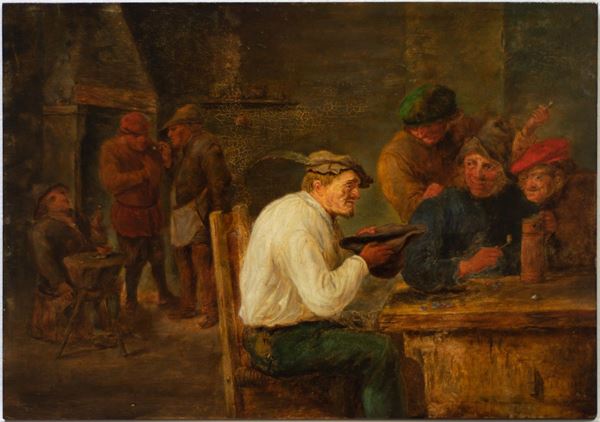 Pittore olandese del XIX secolo - Scena di taverna