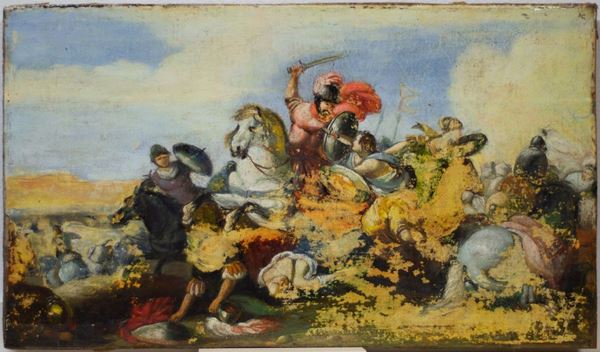 Pittore del XVII secolo - Scena di battaglia di cavalleria