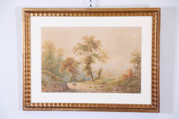 Salomon Corrodi : Roman countryside  (1866)  - Watercolor and gouache on paper - Auction Fine art and furniture with a selection of old masters from a private collector - DAMS Casa d'Aste