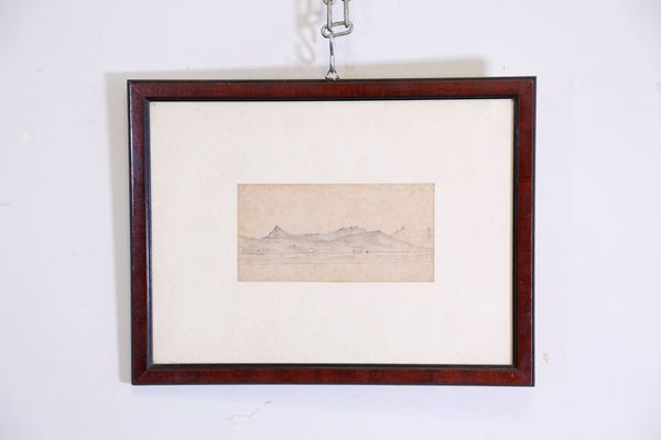 Lake landscape  - graphite on paper - Auction Fine art and furniture with a selection of old masters from a private collector - DAMS Casa d'Aste