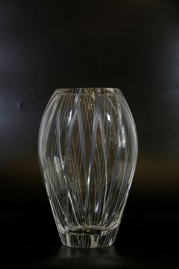Novacev crystal vase  (Empoli, second half of the 20th century)  - Auction Fine art and furniture with a selection of old masters from a private collector - DAMS Casa d'Aste