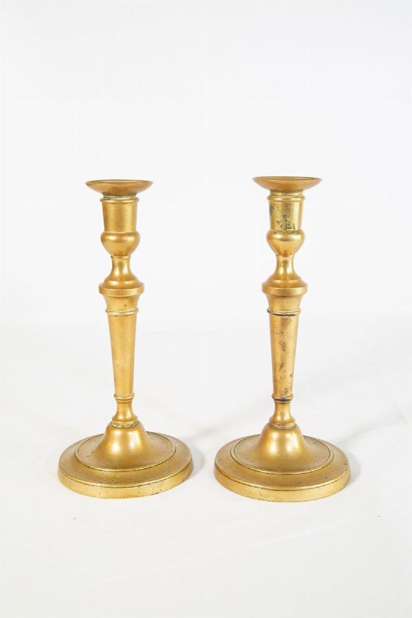 Pair of candlesticks  (France, early 19th century)  - Auction Fine art and furniture from private collectors - DAMS Casa d'Aste