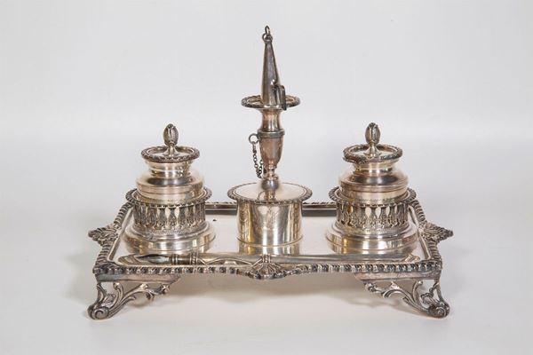 Desk set in 800/1000 silver  (Italy, mid-20th century)  - Auction Fine art and furniture from private collectors - DAMS Casa d'Aste