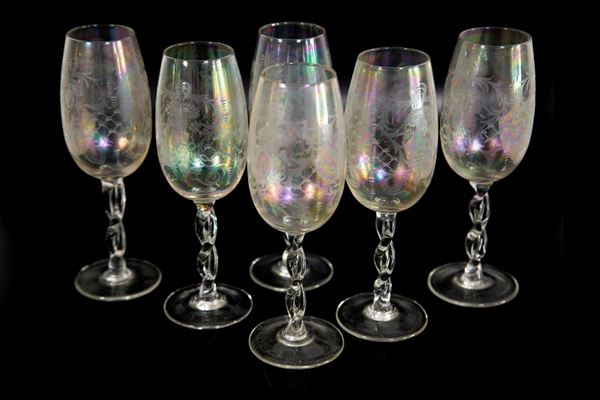 Lot of 6 glasses  (Murano, mid-20th century)  - Auction Fine art and furniture from private collectors - DAMS Casa d'Aste