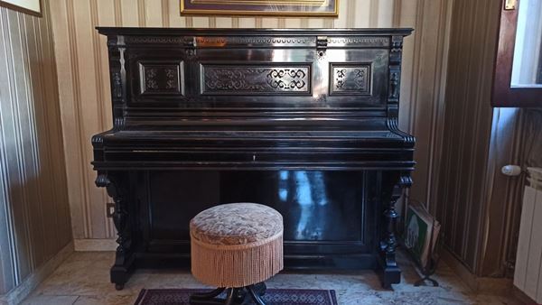 Upright piano with stool