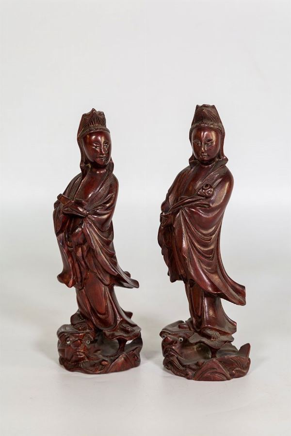Guanyin couple  (China Quing dynasty, 19th-20th century)  - Auction Fine art and furniture from private collectors - DAMS Casa d'Aste