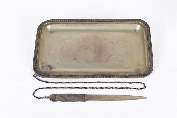Letter tray with letter opener in 800/1000 silver