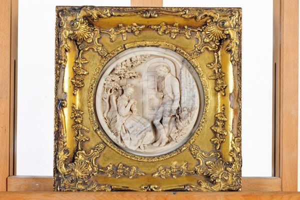 Edward William Wyon (attr. a) : Scena galante  (metà XIX secolo)  - Asta Fine art e arredi provenienti da collezionisti privati - DAMS Casa d'Aste