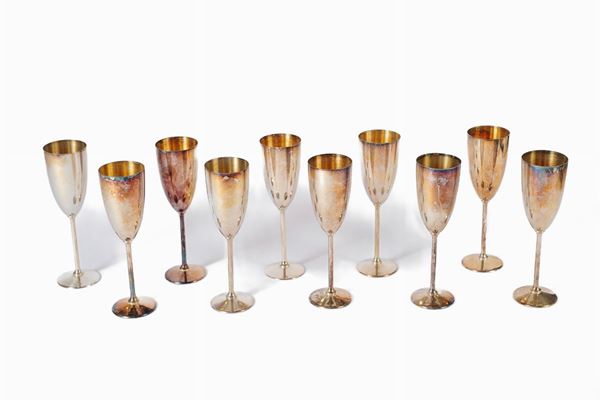 Lot of 10 goblets in 800/1000 silver