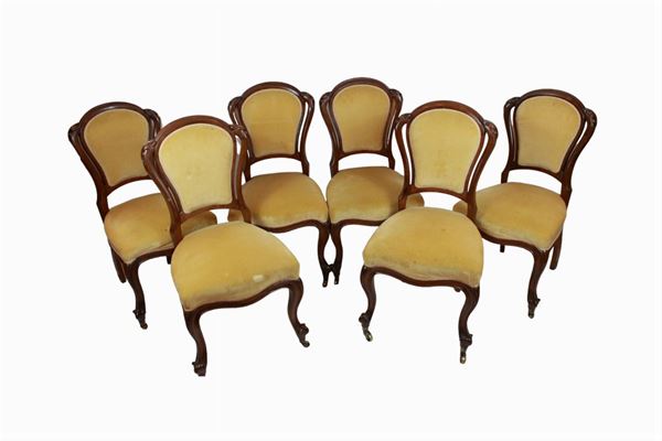 Lot of 6 chairs  (Early 20th century)  - Auction Antique and modern furnishings from illustrious Roman collections - DAMS Casa d'Aste