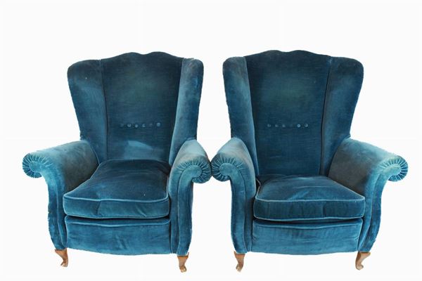 Pair of fauteuilles  (mid 20th century)  - Auction Antique and modern furnishings from illustrious Roman collections - DAMS Casa d'Aste