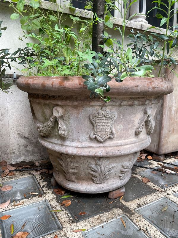 Lotto di 4 vasi rotondi in terracotta - Antica Formace Berti e Figli