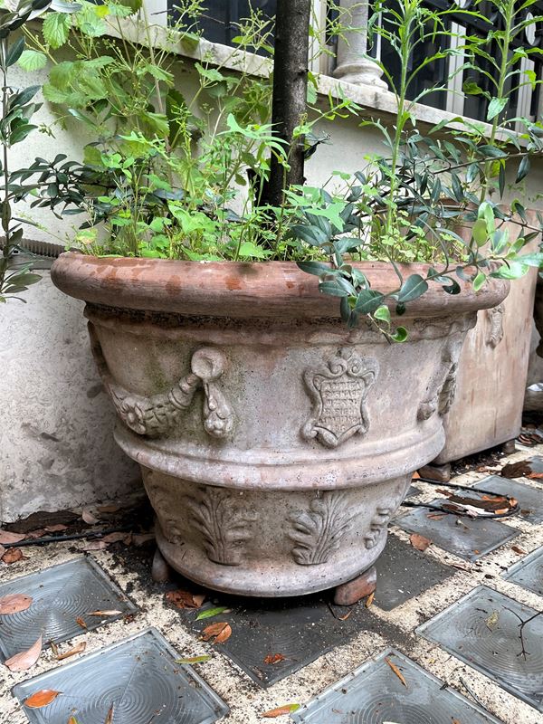 Lotto di 4 vasi rotondi in terracotta - Antica Fornace Berti e Figli