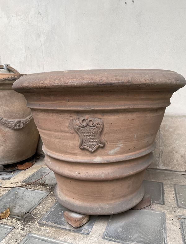 Coppia di vasi in terracotta rotondi - Antica Fornace Berti e Figli