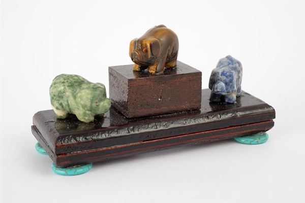 Group of three sculptures representing animals