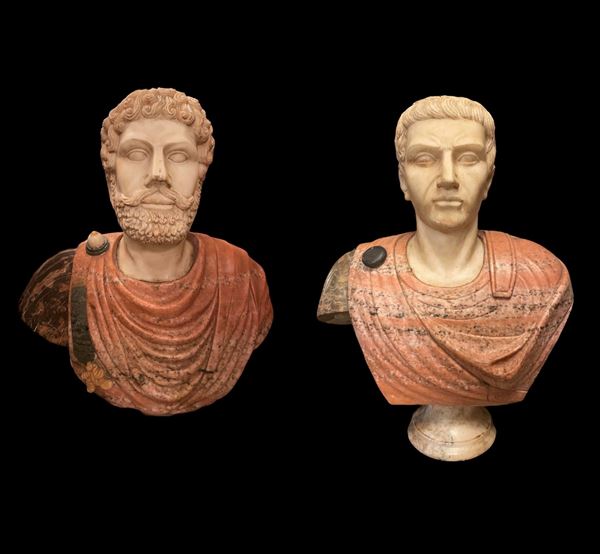 Coppia di busti di imperatori romani