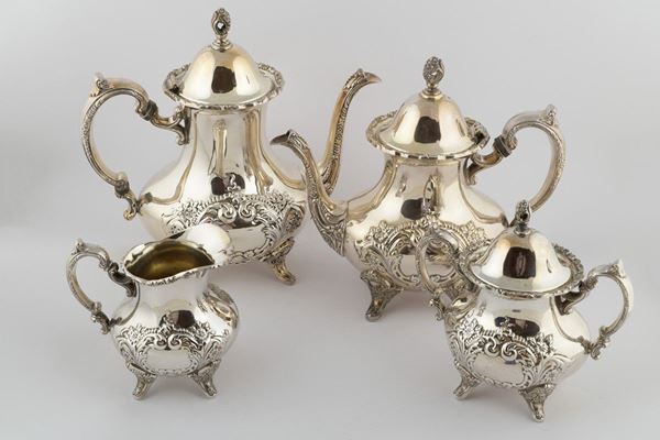 Bar and tea service in silver-plated metal