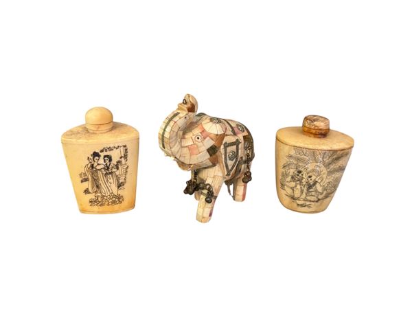 Miscellanea di 3 oggetti in osso  - Auction Brocantage Natalizio - DAMS Casa d'Aste