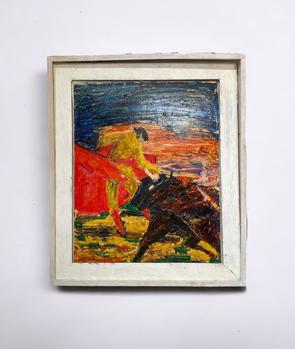 Torero  (XX secolo)  - acrilico su cartone - Auction Opere provenienti dall'Accademia Internazionale di Arte Moderna (AIAM) - Web Only - DAMS Casa d'Aste