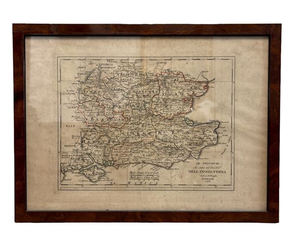 Bartolomeo Borghi - Carta geografica "Le Provincie che sono al Sud Est dell'Inghilterra"
