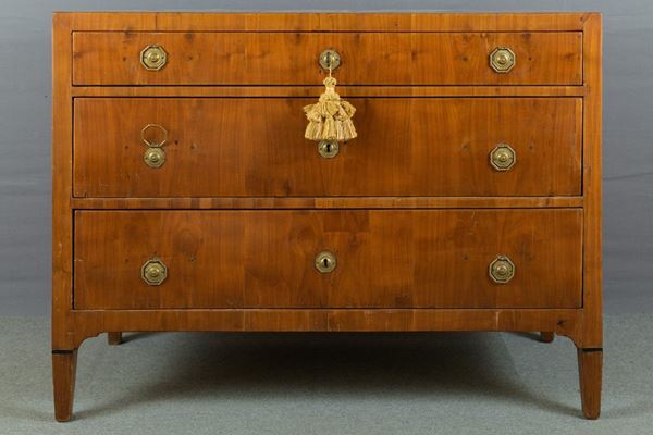 Walnut chest of drawers with three drawers