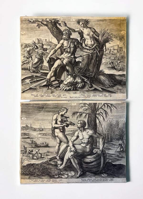 Raphael I Sadeler - Temperamento Collerico; Temperamento Flemmatico