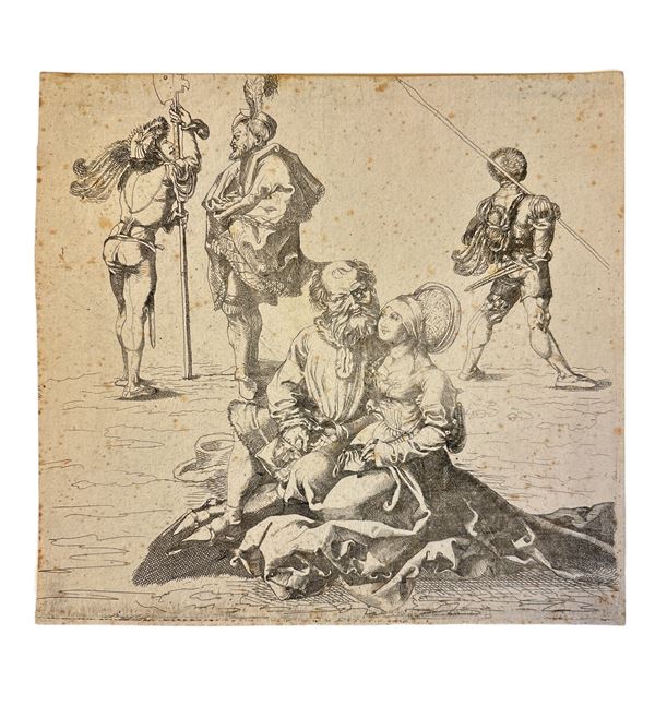 Marcantonio Raimondi - I Lanzichenecchi e La coppia mal assortita (da Albrecht Dürer)