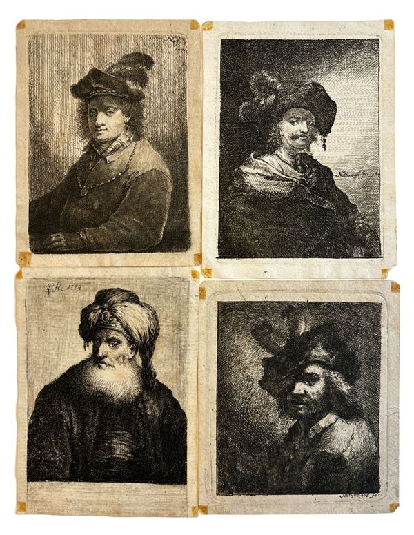 Johann Andreas Benjamin Nothnagel - Serie di quattro ritratti di uomini con cappello