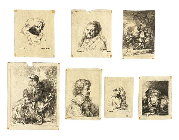 Francesco Novelli - Set di sette incisioni da Rembrandt